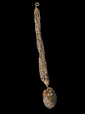 Vintage Early Miriam Haskell Rhinestone Rose Montee Cluster Chain Charm Pendant